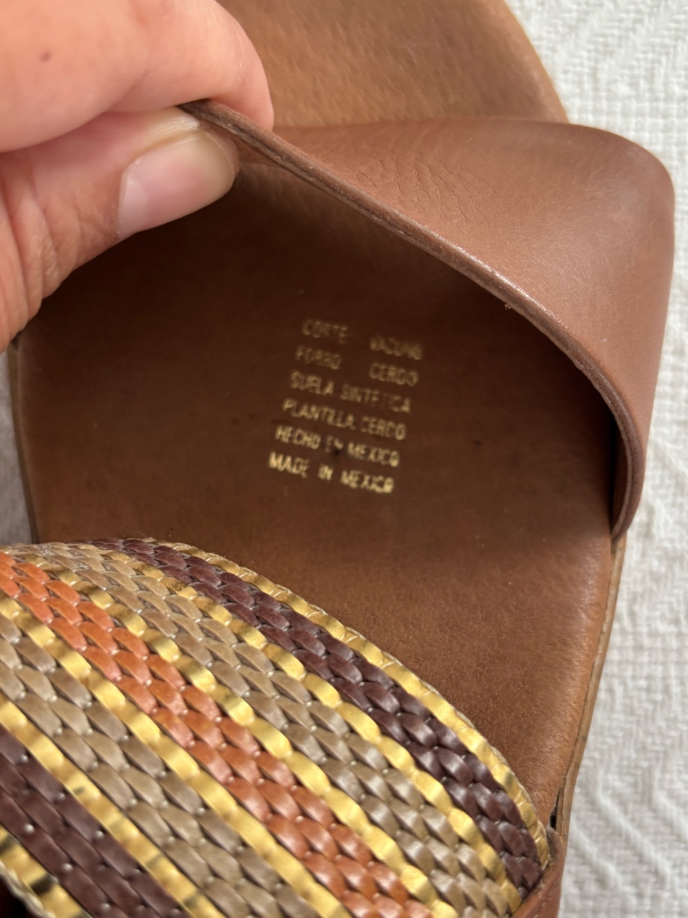 Flexi Brown Wedge Sandals with Multicolor Striped Straps - Picture 5 of 7